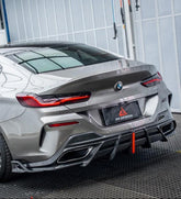 BMW 8 Series M850i 840i (With M-Package Bumper) G14 G15 G16 2018 2019 2020 2021 2022 2023 2024 with Aftermarket Parts - AE Rear Diffuser & Canards Carbon Fiber from ArmorExtend